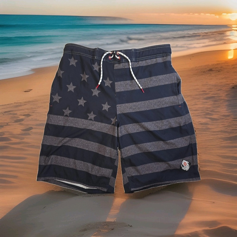 Airwalk Men's‎ Patriotic Flag Board Shorts XL | Stars & Stripes Swim Trunks...